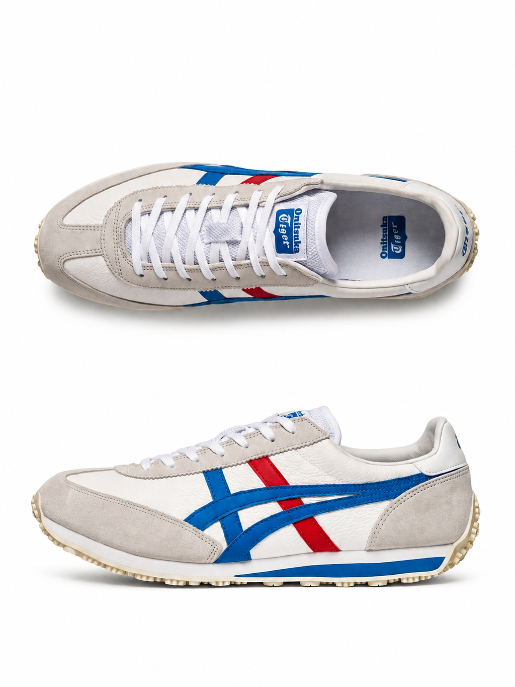 Onitsuka Tiger Unisex White Striped Leather Sneakers EDR 78