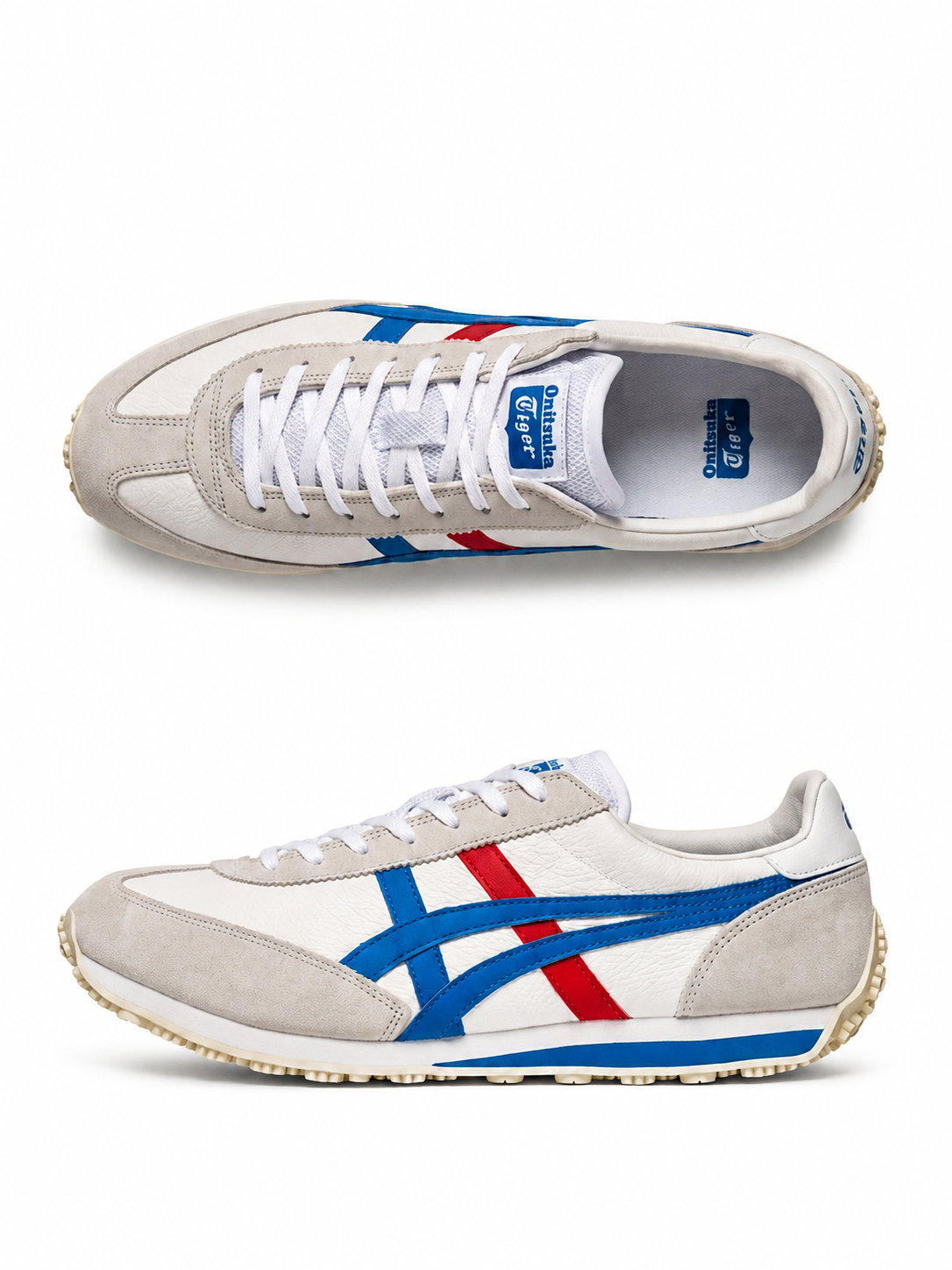 Onitsuka Tiger Unisex White Striped Leather Sneakers EDR 78